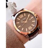 Pierre Cardin 800411F10K Pierre Cardin Deri Kordon Erkek Kol Saati 30 mt Su Gecirmez + Kaplan Gözü Bileklik - Kahverengi