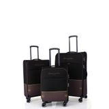 Pierre Cardin 8200 3'lü Set Siyah Ultra Light Lüx Kumaş Tekerlekli Valiz