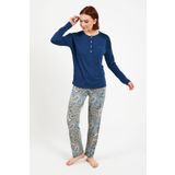 Pierre Cardin 8447 Mavi Uzun Kol Kadın Pijama Takımı