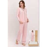 Pierre Cardin 8765 Önden Düğmeli Çizgili Kadın Pijama Takımı