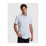 Pierre Cardin Açık Mavi Regular Fit Kareli Kısa Kollu Gömlek 50325353-VR003