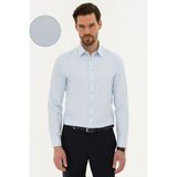 Pierre Cardin Açık Mavi Slim Fit Armürlü Gömlek - Renkli