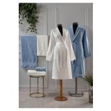 Pierre Cardin Aile Bornoz Seti Indigo - Ekru Logo Soft Jakarlı