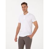 Pierre Cardin Beyaz Slim Fit %100 Pamuk Kısa Kol Polo Yaka Basic Tişört Erkek Günlük Stil - 2XL