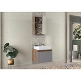 Pierre Cardin Biani Nevada 60CM Mat Antrasit Banyo Dolabı (Ayna,lavabo,alt Dolap) - Gri