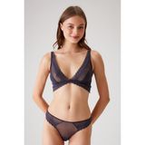 Pierre Cardin Blueberry 4833 Dantel Detaylı Dekolteli Bralet Sütyen ve Tanga / Fantezi Iç Çamaşır Takımı - 80B - Mor
