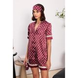 Pierre Cardin Bordo Saten Biyeli Kadın Pijama Şort Takımı 1325