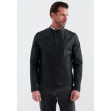 Pierre Cardin CEDRIC BIKER TARZI DERİ DOKUMA , REGULAR FİT, ERKEK SUNİ DERİ MONT - Siyah - 52