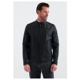 Pierre Cardin Cedric Biker Tarzı Deri Dokuma , Regular Fit, Erkek Suni Deri Mont