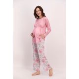 Pierre Cardin Çiçekli Açık Pembe Kadın Geniş Paça Lohusa Pijama Takımı