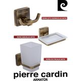 Pierre Cardin Çiftli Bornozluk Antik + Antik Sabunluk + Diş Fırçalık Antik - Inox