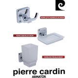 Pierre Cardin Çiftli Bornozluk Krom + Krom Sabunluk + Diş Fırçalık Krom - Inox