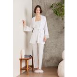 Pierre Cardin Dantelli Penye 3'lü Kadın Lohusa Pijama Takımı - 2805