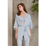 Pierre Cardin Dantelli Penye 3'Lü Kadın Pijama Takımı - 2810