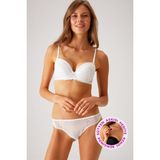 Pierre Cardin Ekru 4810 Milan Çiçek Desen Dantelli Push Up Dolgulu Iç Çamaşırı Takımı (Tak - Çıkar Askılı) - 75B