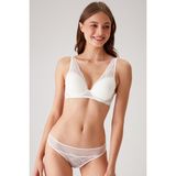 Pierre Cardin Ekru 4821 Biella Soft Push Up Dolgulu Çiçekli Bralet Sütyen Takımı / Iç Çamaşır Takım - 90B