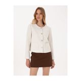 Pierre Cardin Ekru Crop Top Tüvit Ceket 50319417-VR019
