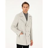 Pierre Cardin Erkek Açık Gri Ex. Slim Fit Yün Karışımlı Kruvaze Kaşe Kaban 50293292-VR001 - 58