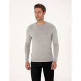 Pierre Cardin Erkek Açık Gri Melanj Slim Fit Bisiklet Yaka Basic Triko Kazak 50314192-VR091 - 2XL