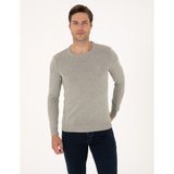 Pierre Cardin Erkek Açık Gri Melanj Slim Fit Bisiklet Yaka Basic Triko Kazak 50315509-VR091 - XL