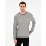 Pierre Cardin Erkek Açık Gri Melanj Slim Fit Bisiklet Yaka Triko Kazak 50297117-VR091 - XL