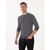 Pierre Cardin Erkek Açık Gri Melanj Slim Fit Bisiklet Yaka Yün Karışımlı Triko Kazak 50315712-VR091