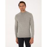 Pierre Cardin Erkek Açık Gri Melanj Slim Fit Yarım Balıkçı Yaka Basic Triko Kazak 50315457-VR091 - XL