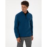 Pierre Cardin Erkek Açık Lacivert Regular Fit Yarım Fermuarlı Polar Sweatshirt 50314056-VR059 - 2XL