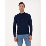 Pierre Cardin Erkek Açık Lacivert Slim Fit Çeyrek Yaka Basic Triko Kazak 50314188-VR059 - 3XL