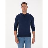 Pierre Cardin Erkek Açık Lacivert Slim Fit Polo Yaka Basic Triko Kazak 50314189-VR059 - XL