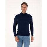 Pierre Cardin Erkek Açık Lacivert Slim Fit Yarım Balıkçı Yaka Basic Triko Kazak 50314176-VR059 - 2XL