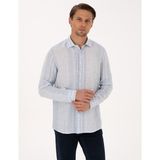 Pierre Cardin Erkek Açık Mavi % 100 Keten Uzun Kollu Gömlek 50304522-VR003 - 2XL