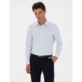 Pierre Cardin Erkek Açık Mavi Armürlü Regular Fit Gömlek 50312180-VR003 - S