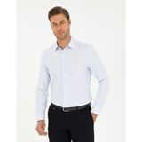 Pierre Cardin Erkek Açık Mavi Armürlü Slim Fit Uzun Kollu Gömlek 50294742-VR003