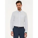 Pierre Cardin Erkek Açık Mavi Çizgili Regular Gömlek - S