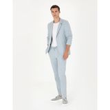 Pierre Cardin Erkek Açık Mavi Ekstra Slim Fit Keten Karışımlı Takım Elbise 50267644-VR003 - 56 - 6 Drop