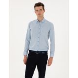 Pierre Cardin Erkek Açık Mavi Flanel Dokulu Slim Fit Uzun Kollu Gömlek 50316751-VR003 - XL
