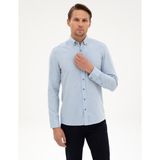 Pierre Cardin Erkek Açık Mavi Flanel Dokulu Slim Fit Uzun Kollu Gömlek 50316751-VR003