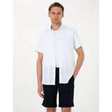 Pierre Cardin Erkek Açık Mavi Keten Görünümlü Regular Fit Kısa Kollu Cepli Gömlek 50306950-VR095 - Buz Mavisi - XL