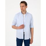 Pierre Cardin Erkek Açık Mavi Keten Görünümlü Slim Fit Uzun Kollu Gömlek 50307025-VR003 - 3XL