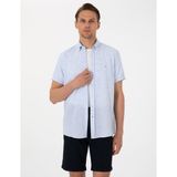Pierre Cardin Erkek Açık Mavi Keten Karışımlı Regular Fit Kısa Kollu Gömlek 50307067-VR003 - XL