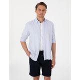 Pierre Cardin Erkek Açık Mavi Keten Karışımlı Regular Fit Uzun Kollu Gömlek 50303388-VR095 - Buz Mavisi