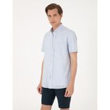 Pierre Cardin Erkek Açık Mavi Regular Fit Kısa Kollu Gömlek 50302730-VR095 - Buz Mavisi