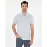 Pierre Cardin Erkek Açık Mavi Slim Fit %100 Pamuk Polo Yaka Basic Tişört 50306448-VR095 - Buz Mavisi