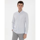 Pierre Cardin Erkek Açık Mavi Slim Fit Çizgili Uzun Kollu Gömlek 50301583-VR003 - XL