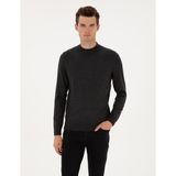Pierre Cardin Erkek Antrasit Melanj Slim Fit Çeyrek Yaka Triko Kazak 50315728-VR081 - 2XL