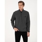 Pierre Cardin Erkek Antrasit Regular Fit Yarım Fermuarlı Polar Sweatshirt 50314056-VR006 - XL