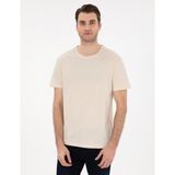 Pierre Cardin Erkek Bej %100 Pamuk Slim Fit Bisiklet Yaka Basic Tişört 50306980-VR011