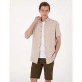 Pierre Cardin Erkek Bej Comfort Fit Kısa Kollu Gömlek 50307070-VR011