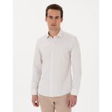 Pierre Cardin Erkek Bej Italyan Yaka Çizgili Uzun Kollu Gömlek 50306074-VR011 - 2XL